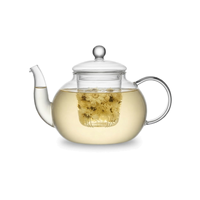 Teko Teh Kaca dengan Infuser Kaca 800ml / 27.33oz, Terbuat dari Kaca Borosilikat Bening untuk Teh Hijau, Teh Daun, Seduhan Harian di Rumah