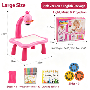 Tavolo da Disegno con Proiezione <span class=keywords><strong>a</strong></span> Tema Cartoni Animati per Bambini 2-4 Anni, Grande Tavolo da Disegno in Plastica per Schizzi, Disegno e Scrittura - Product Image 3