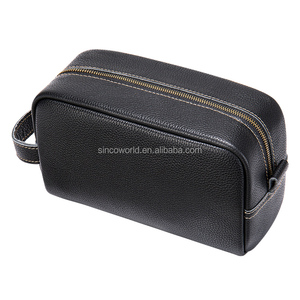 Bolsa de Cosméticos de Viaje de Cuero Crazy Horse Marrón Vintage Grande y Duradera de Primera Calidad para Hombre con Cierre de Cremallera y Asa Suave - Product Image 1