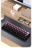 65 Tombol Warna Gradasi 2.4G Keyboard Nirkabel dan Mouse Combo, Set Keyboard dan Mouse Ergonomis Senyap 1600DPI untuk Laptop PC