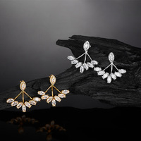 Boucles d'oreilles clous fantaisie en argent 925, motif branche florale, moissanite marquise, fabrication artisanale, sans danger pour la peau, pour usage quotidien