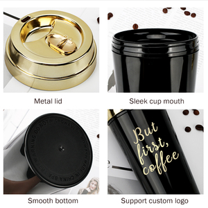 Taza de <span class=keywords><strong>caf</strong></span>é de viaje personalizable Koffie Bekers Vaso Tazas de plástico de doble pared Tazzine Da Caffe <span class=keywords><strong>Caf</strong></span>é reutilizable sin BPA - Product Image 2