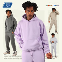 Ensemble jogging en molleton 350G, sweat-shirt oversize à épaules tombantes, survêtement streetwear personnalisé pour hommes