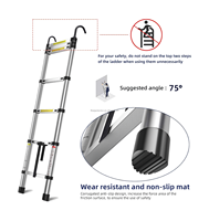 Échelle télescopique pliable en aluminium de 3,8 m, échelle télescopique, escalier pliable, échelle