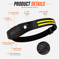Lampe Frontale COB Portable et Rechargeable, Phare de Cyclisme d'Extérieur, Veilleuse de Course à Chargement USB, Bandeau LED à Induction
