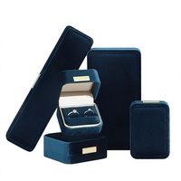 Coffret à bijoux de luxe en velours bleu sarcelle pour bagues, colliers et bracelets – Solution de rangement professionnelle pour l'identité de marque