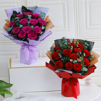 Kotak Hadiah Buket Bunga Awet Buatan Tangan Bentuk Persegi Harga Pabrik Tahan Lama 3-5 Tahun Hari Ibu Thanksgiving