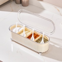 Plastic Food-Grade Kitchen Seasoning Box with Integrated Compartmentalized Condiment Storage Set for Salt and MSG