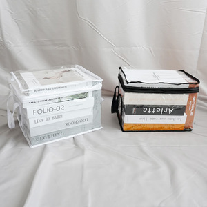 Clothing Organizer <b>Storage</b> Bag Rectangle Foldable Book <b>Box</b> Student Classroom Use Black White Gray Solid Color - Product Image 1