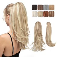 Vente en gros de deux styles en un synthétique longue fibre vague griffe dans les cheveux postiche résistant à la chaleur extensions de queue de cheval pour les femmes
