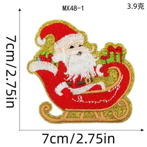 Décoration de Noël pour arbre de Noël, petit badge thermocollant, patchs brodés à paillettes, applique pour vêtements - Product Image 2