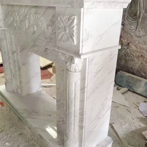 <span class=keywords><strong>Cheminée</strong></span> chauffante en marbre blanc brillant <span class=keywords><strong>de</strong></span> style jazz avec détails en <span class=keywords><strong>pierre</strong></span> sculptée à la main pour une maison classique luxueuse - Product Image 4