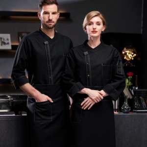 Uniformes De Chef Profesional Hombres Mujeres Botón arriba Decoraciones para Hotel Restaurante Mujeres Sexy Chef Uniforme Manga Larga - Product Image 6