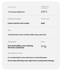 11 "<span class=keywords><strong>teglia</strong></span> quadrata 28*28cm non aderente in <span class=keywords><strong>alluminio</strong></span> quadrato dorato <span class=keywords><strong>teglia</strong></span> <span class=keywords><strong>teglia</strong></span> per torta pane stampo per <span class=keywords><strong>Pizza</strong></span> - Product Image 4