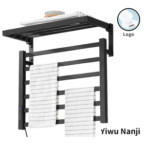 <span class=keywords><strong>Radiateur</strong></span> chauffe-serviettes horizontal traditionnel en métal noir, <span class=keywords><strong>petit</strong></span> et chaud, avec étagère - Product Image 2