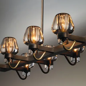 Luxury Modern Glass Hanging Light Lobby Brass Crystal Chandelier For Home Decor Bronze Pendant Lamp Suspension