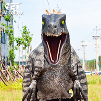Costume de dinosaure de rapace de jambes visibles grandeur nature réelle de marche robotique animatronique de parc à thème extérieur