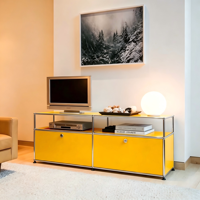 Meuble TV en acier inoxydable, unité de rangement modulaire, design moderne, support au sol réglable pour petits salons