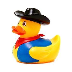 Jouets de bain en vinyle pour enfants, canards cowboy, vente en gros, petits canards jaunes flottants - Product Image 2