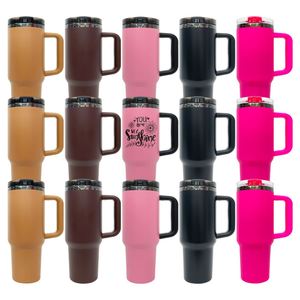 Tazas de Viaje para Café con Pajita Abatible Extraíble, Antiderrames, 40 oz, Vaso Plateado Negro para Grabado Láser - Product Image 1