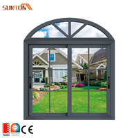 Ventana Arqueada Circular de Aluminio Hecha a Medida, Marco de Rejilla Decorativa Francesa de Aluminio, Vidrio Templado, Ventanas Arqueadas Semicirculares