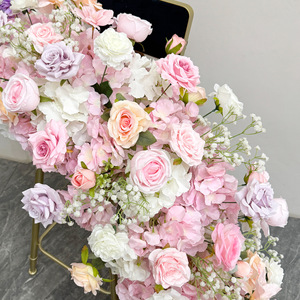 200x40cm Guirlande de fleurs artificielles finies multicolores en soie, fleurs réalistes pour la décoration de mariage - Product Image 6