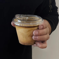 Tasse à café jetable en plastique PET personnalisable de 260ml petit thé au lait Latte à paroi unique de qualité alimentaire avec couvercle pour boissons froides