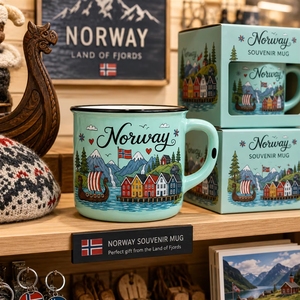 Taza de Café de Cerámica con Diseño de Barco Vikingo y Bandera, Souvenir de <span class=keywords><strong>Noruega</strong></span>, Europa, para Venta al por Mayor, Personalizable, ODM, OEM - Product Image 2