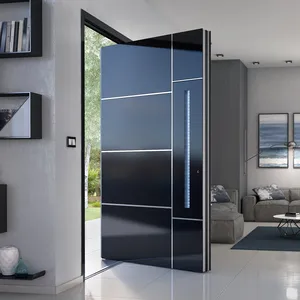 Italienische Haustür Design Villa Eingang Sicherheit Luxus Front Pivot Tür Moderner Eingang Schwarz Aluminium Pivot Tür