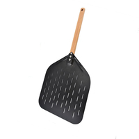 YINHAO Pelle à pizza en acier inoxydable de 12 pouces avec manche en bois, compatible avec les fours conventionnels et les fours d'extérieur