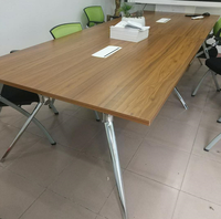 Cadre de table rectangulaire moderne en acier noir avec pieds évasés chromés pour bureau, salle de conférence, hôtel – Support réglable et durable