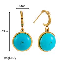 Pendientes exóticos de oro azul turquesa de 18 quilates para mujer Gota geométrica de moda con temperamento dorado