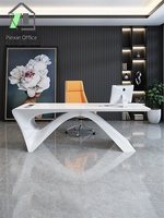 Bureau de travail moderne et simple, blanc, long, avec alimentation sans fil, pour salon de beauté, consultation médicale et usage par les superviseurs