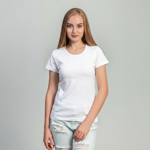 Camiseta Informal Blanca para Mujer IMRON, 100% Algodón, Manga Corta, Cuello Redondo, Corte Ajustado, Color Sólido, Tejido de Punto Transpirable - Product Image 1