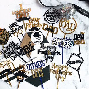 Decoración de Pastel para el Día del Padre con Temática de Miel y Dulzura, Adorno Acrílico con Bigote y Corbata de Moño para Decoración de Pasteles - Product Image 3