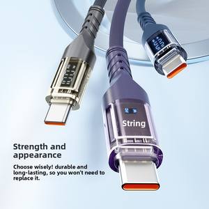 <span class=keywords><strong>Cable</strong></span> <span class=keywords><strong>USB</strong></span> <span class=keywords><strong>C</strong></span> <span class=keywords><strong>Original</strong></span> de Fábrica de Alta Calidad, 100W, Pantalla Digital Transparente, Tipo-<span class=keywords><strong>C</strong></span> a Tipo-<span class=keywords><strong>C</strong></span>, <span class=keywords><strong>Cable</strong></span> de Carga Rápida de Datos para iPhone - Product Image 2