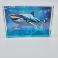 Cadre photo liquide en acrylique 4*6 pouces, figurine personnalisée en plastique, thème voiture sur câble bleu, ornement de bureau pour aquarium océanarium, souvenirs