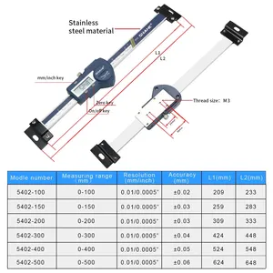 SHAHE Regla de escala lineal de tipo Horizontal Escala lineal de acero inoxidable Pantalla LCD Pulgadas Calibrador métrico Escala Herramientas de medición - Product Image 2