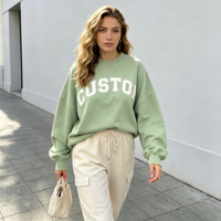 Sweat à capuche surdimensionné en coton pour femme, brodé sur mesure, col rond, tricoté, design de créateur, ensemble unisexe, personnalisation avec logo
