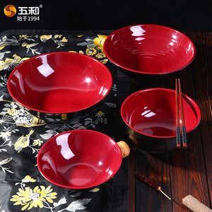 Yuhe Melamine Bowl Black Red Two Tone 5.5 Inch Ramen Soup Bowl Commercial Restaurant Use - Product Image 4