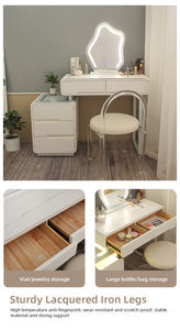 Coiffeuse moderne blanche pour filles Armoire <span class=keywords><strong>extensible</strong></span> en bois sans fil pour chambre à coucher Commode à miroir réglable Coiffeuses à maquillage avec tabouret - Product Image 5