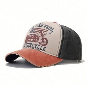 หมวกเบสบอลวินเทจอเมริกันแบบขายส่ง สองสี ปรับแต่งโลโก้ได้ หมวกเบสบอลผ้าฝ้ายฟอก - Product Image 6