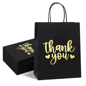 Promotion Logo Shopping Craft Small Gift Luxury Jewelry Paper Bag Takeaway Accept Printing Gold Foil Design Thank You Tote Bags