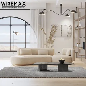 WISEMAX现代简约风格天鹅绒弧形休闲沙发网红色简约设计客厅休闲椅别墅家具