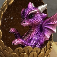 Ornement Oeuf De Dragon En Resine Cristal Avec Socle LED Lumineux Decoration Bureau Maison Figurine Cadeau