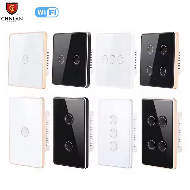Luxury 240v Smart Home Remote Control WiFi Aluminum Wall Light Switch Glass Concave Smart Switch Work With Google Alexa UK US