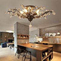 Plafonnier LED moderne en fer et cristal, décoratif pour villa, salon, hôtel