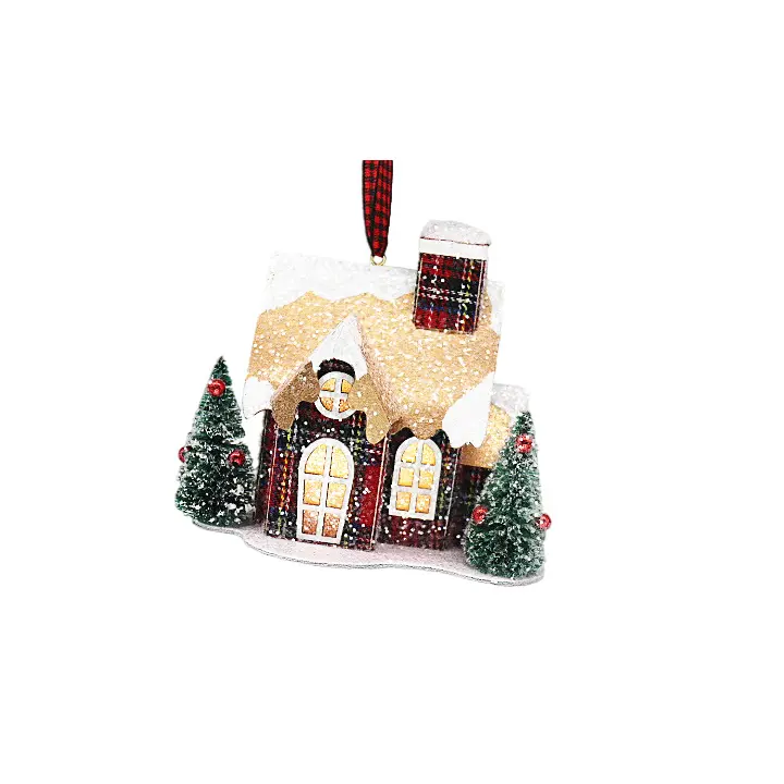 Winter Christmas Village Houses With Led Light Collections Christmas Figurines Accessories For Christmas Decoration