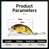 Alfa 35mm 2.6g Eklemli Crankbait 2 Parçalı Geniş Dilli Yapay Sert Yem Alabalık ve Gökkuşağı Alabalığı Balıkçılığı için