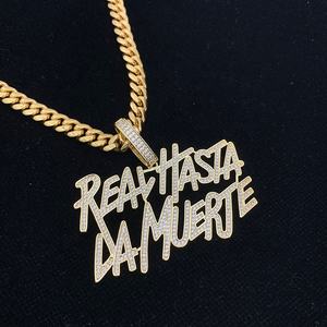 Collier en or hip hop glacé, avec lettre initiale cz, mm - Product Image 2